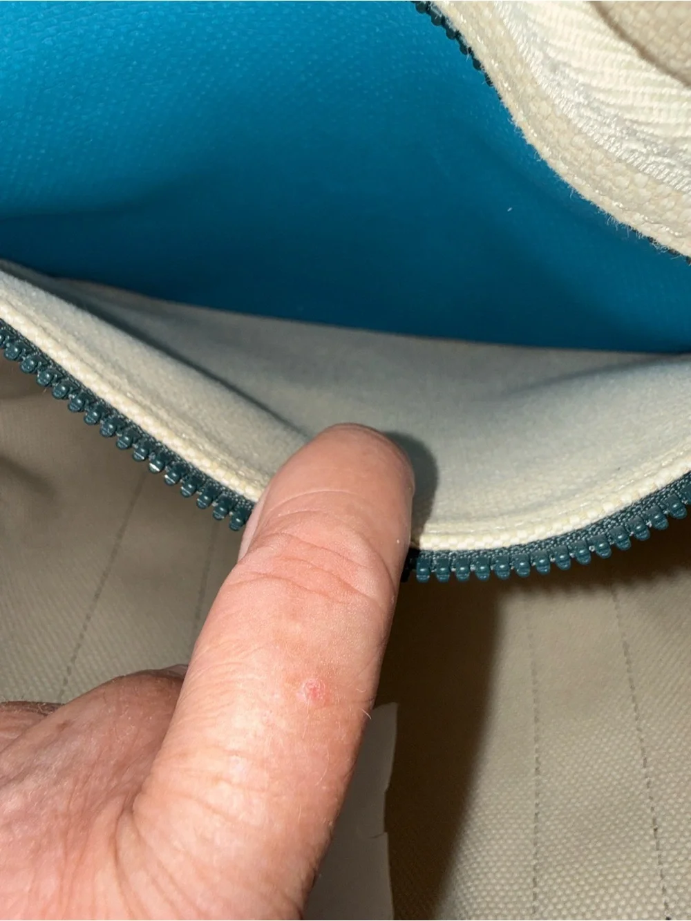 Marc Jacobs Teal Canvas Messenger Tote with Cream Trim